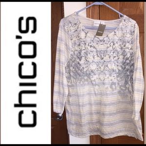 NWT Zenergy by Chico’s Size 4 3/4 Sleeve Top